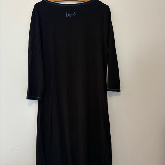 Desigual Evaristo Black Knit Dress | Peek-a-Boo Floral Pleat | Women’s XL - Picture 4 of 6
